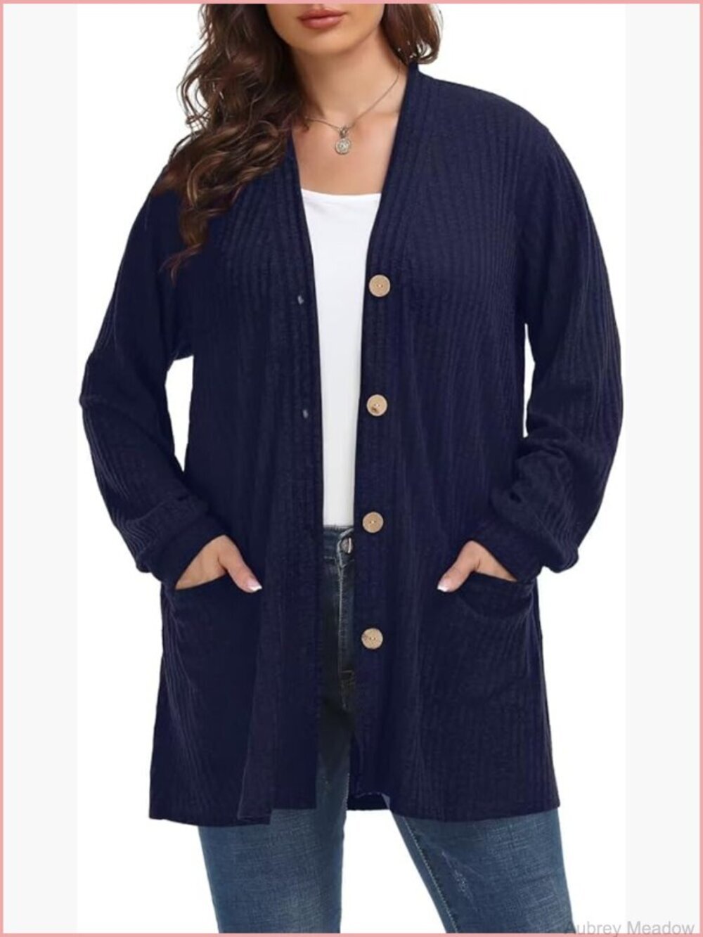 Plus Size Open Front Long Sleeve Cardigan with Pockets Lightweight Fall Coat